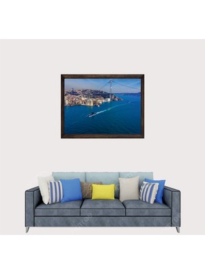 Lioncraft Istanbul Manzarası, Istanbul Boğazı, Çerçeveli Cam Duvar Tablosu 40X60 cm
