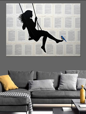 Karizma Tablo Salıncakta Kadın Dekoratif Kanvas - Mdf Ahşap Tablo