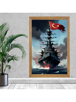 Lioncraft Türk Savaş Gemisi Tablo, Wallpaper, Duvar Tablosu, Çerçeveli Cam Tablo 50X70CM