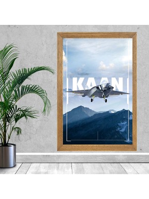 Lioncraft Türk Savaş Uçağımız Kaan Tablo, Wallpaper, Duvar Tablosu, Çerçeveli Cam Tablo 50X70CM