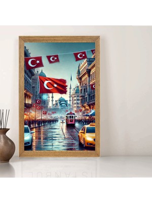Lioncraft Türkçü Türk Bayrağı Tablo, Wallpaper, Duvar Tablosu, Çerçeveli Cam Tablo 40X60CM