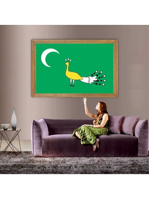 Lioncraft Gazneliler Devleti Bayrağı Tablo, Çerçeveli Cam Tablo 50X70 cm