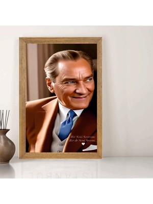 Lioncraft Mustafa Kemal Atatürk Portresi Tablo, Wallpaper, Duvar Tablosu, Çerçeveli Cam Tablo 50X70CM