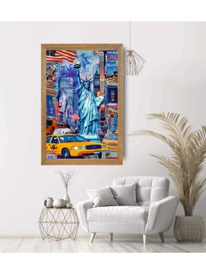 Lioncraft Amerika Özgürlük Heykeli Tablo, Wallpaper, Duvar Tablosu, Çerçeveli Cam Tablo 50X70CM