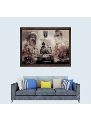 Lioncraft Türkçü, Türk Kara Kuvvetleri, Atatürk, Metehan Çerçeveli Cam Duvar Tablosu 50X70 cm