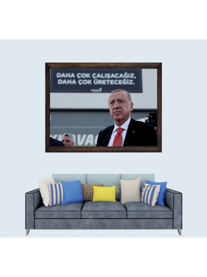Lioncraft Cumhurbaşkanımız Recep Tayyip Erdoğan, Çerçeveli Cam Duvar Tablosu 50X70 cm SP15