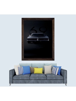 Lioncraft Lüks Arabalar Dodge Charger Çerçeveli Duvar Tablosu 50X70 cm