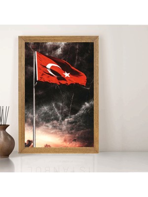 Lioncraft Türk Bayrağı Tablo, Çerçeveli Cam Tablo 50X70 cm