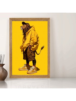 Lioncraft Ormanların Kralı Nike Aslanı Tablo, Wallpaper, Duvar Tablosu, Çerçeveli Cam Tablo 50X70CM