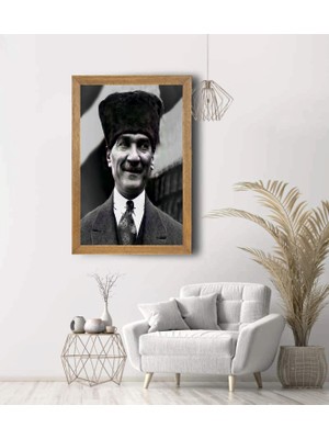 Lioncraft Ulu Önder Mustafa Kemal Atatürk Portresi, Çerçeveli Cam Tablo 40X60 cm