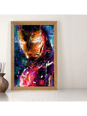 Lioncraft Marvel Ironman Tablo, Çerçeveli Cam Tablo 40X60 cm