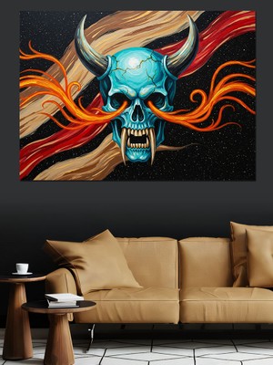 Karizma Tablo Soyut Kurukafa Neon Renkler Dekoratif Kanvas - Mdf Ahşap Tablo