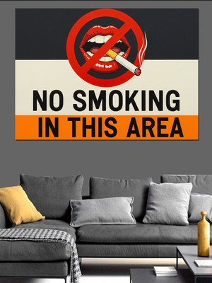 Karizma Tablo Sigara Içilmez Uyarı Işareti Dekoratif Kanvas - Mdf Ahşap Tablo
