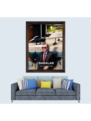 Lioncraft Cumhurbaşkanımız Recep Tayyip Erdoğan D1 Çerçeveli Duvar Tablosu 40X60 cm