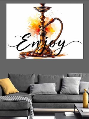 Karizma Tablo Nargile Keyfi Duman Sanatı Dekoratif Kanvas - Mdf Ahşap Tablo