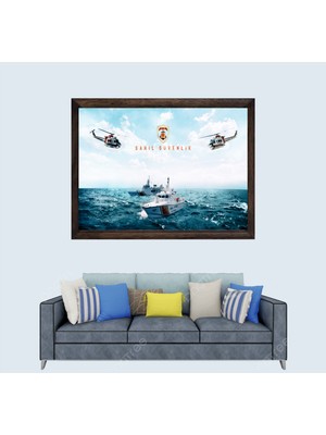 Lioncraft Türkçü, Sahil Güvenlik Çerçeveli Cam Duvar Tablosu 40X60 cm Sp1