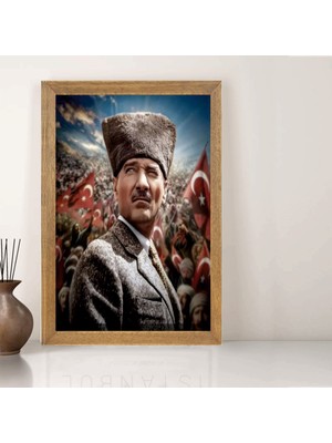 Lioncraft Mustafa Kemal Atatürk Tablo, Çerçeveli Cam Tablo 50X70 cm