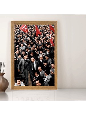 Lioncraft Başbuğ Alparslan Türkeş Tablo, Çerçeveli Cam Tablo 50X70 cm