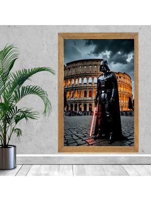 Lioncraft Italya Roma Kolezyumu Star Wars Darth Vader Tablo, Wallpaper, Duvar Tablosu, Çerçeveli Cam Tablo 50X70CM