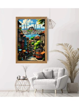 Lioncraft Istanbul Cami Boğaz Manzaralı Tablo, Wallpaper, Duvar Tablosu, Çerçeveli Cam Tablo 40X60CM
