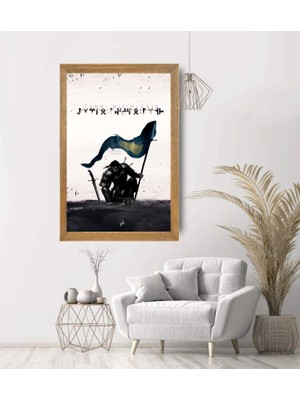 Lioncraft Türkçü Göktürk Savaşçısı Tablo, Wallpaper, Duvar Tablosu, Çerçeveli Cam Tablo 40X60CM