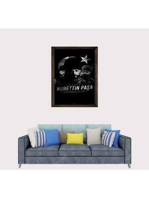 Lioncraft Osmanlı, Sakallı Nurettin Paşa, Çerçeveli Cam Duvar Tablosu 40X60 cm