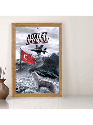 Lioncraft Türk Bayrağı, Türkçü Tablo, Çerçeveli Cam Tablo 50X70 cm