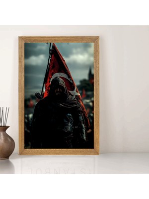 Lioncraft Türkçü, Türk Bayrağı Tablo, Çerçeveli Cam Tablo 50X70 cm