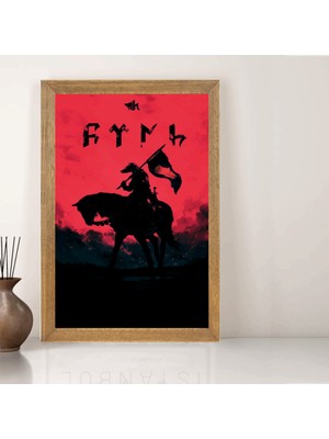 Lioncraft Türk Bayrağı, Türkçü, Bozkurt Tablo, Çerçeveli Cam Tablo 40X60 cm