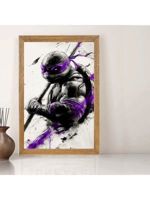 Lioncraft Ninja Kablumbağalar Donatello Tablo, Wallpaper, Duvar Tablosu, Çerçeveli Cam Tablo 50X70CM