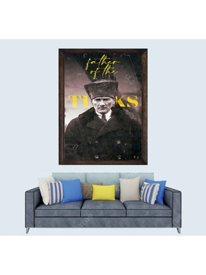 Lioncraft Türkçü, Mustafa Kemal Atatürk , Türk, Çerçeveli Cam Duvar Tablosu 50X70 cm Sp8