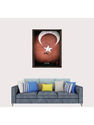 Lioncraft Türkçü, Türk Bayrağı Çerçeveli Cam Duvar Tablosu 50X70 cm