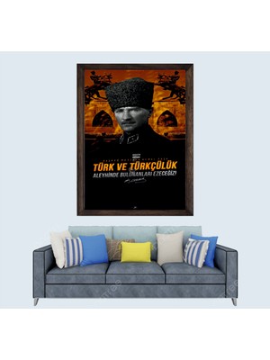 Lioncraft Türkçü, Mustafa Kemal Atatürk Sözleri, Çerçeveli Cam Duvar Tablosu 50X70 cm SP18