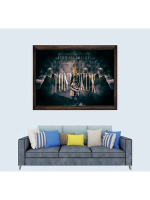 Lioncraft Türkçü, Tonyukuk, Korkmadık Savaştık! Çerçeveli Cam Duvar Tablosu 50X70 cm