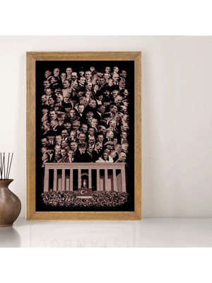 Lioncraft Mustafa Kemal Atatürk Tablo, Çerçeveli Cam Tablo 50X70 cm