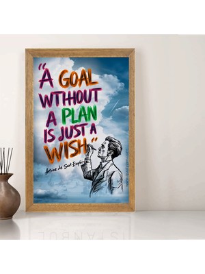 Lioncraft Ingilizce Yazılı Tablo, Wallpaper, Duvar Tablosu, Çerçeveli Cam Tablo 50X70CM