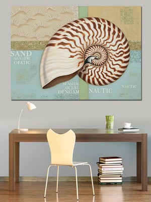 Karizma Tablo Nautilus Deniz Kabuğu Sarmal Dekoratif Kanvas - Mdf Ahşap Tablo