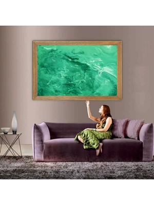 Lioncraft Mermer Desenli Tablo, Çerçeveli Cam Tablo 40X60 cm