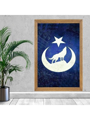 Lioncraft Türk Bayrağı, Türkçü Tablo, Çerçeveli Cam Tablo 40X60 cm
