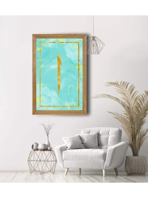 Lioncraft Elif Harfi Baskılı, Dini Tablo, Çerçeveli Cam Tablo 40X60 cm