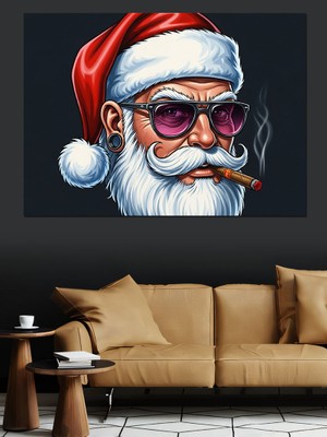 Karizma Tablo Noel Baba Kırmızı Şapka Dekoratif Kanvas - Mdf Ahşap Tablo
