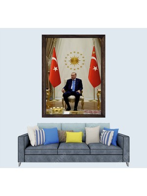 Lioncraft Cumhurbaşkanımız Recep Tayyip Erdoğan, Çerçeveli Cam Duvar Tablosu 50X70 cm Sp1