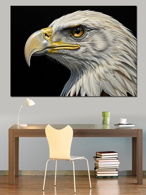 Karizma Tablo Türk Bayraklı Kartal Baş Dekoratif Kanvas - Mdf Ahşap Tablo