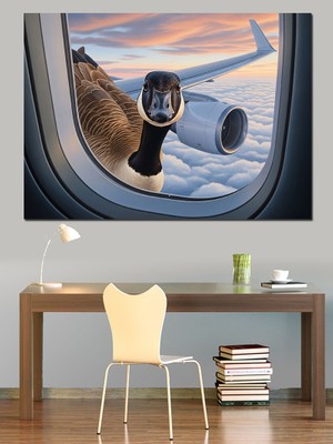 Karizma Tablo Uçak Penceresinden Kaz Dekoratif Kanvas - Mdf Ahşap Tablo