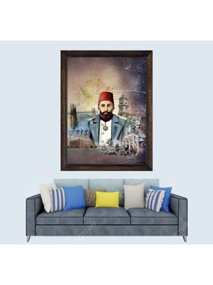 Lioncraft Osmanlı Imparatorluğu Abdülhamit Han Çerçeveli Duvar Tablosu 50X70 cm