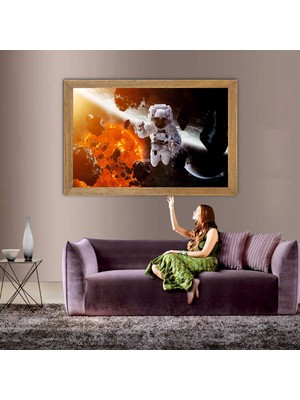 Lioncraft Uzay Manzaralı Tablo, Çerçeveli Cam Tablo 50X70 cm