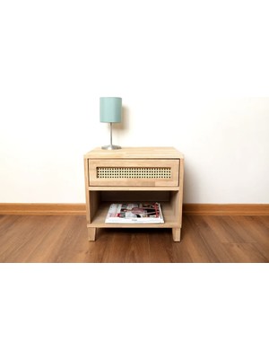 FURU Søvnhode | Meşe Komodin Hasır Çekmeceli