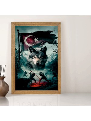 Lioncraft Bozkurt, Türkçü Tablo, Çerçeveli Cam Tablo 40X60 cm