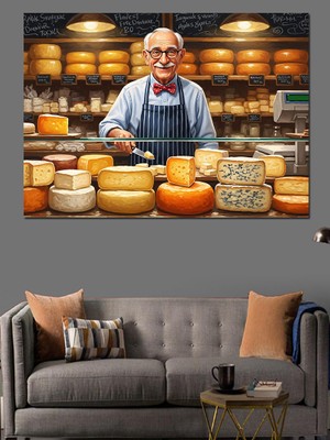 Karizma Tablo Fırıncı Ekmek Peynir Sunumu Dekoratif Kanvas - Mdf Ahşap Tablo
