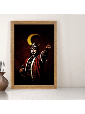 Lioncraft Fatih Sultan Mehmet  Tablo, Çerçeveli Cam Tablo 50X70 cm